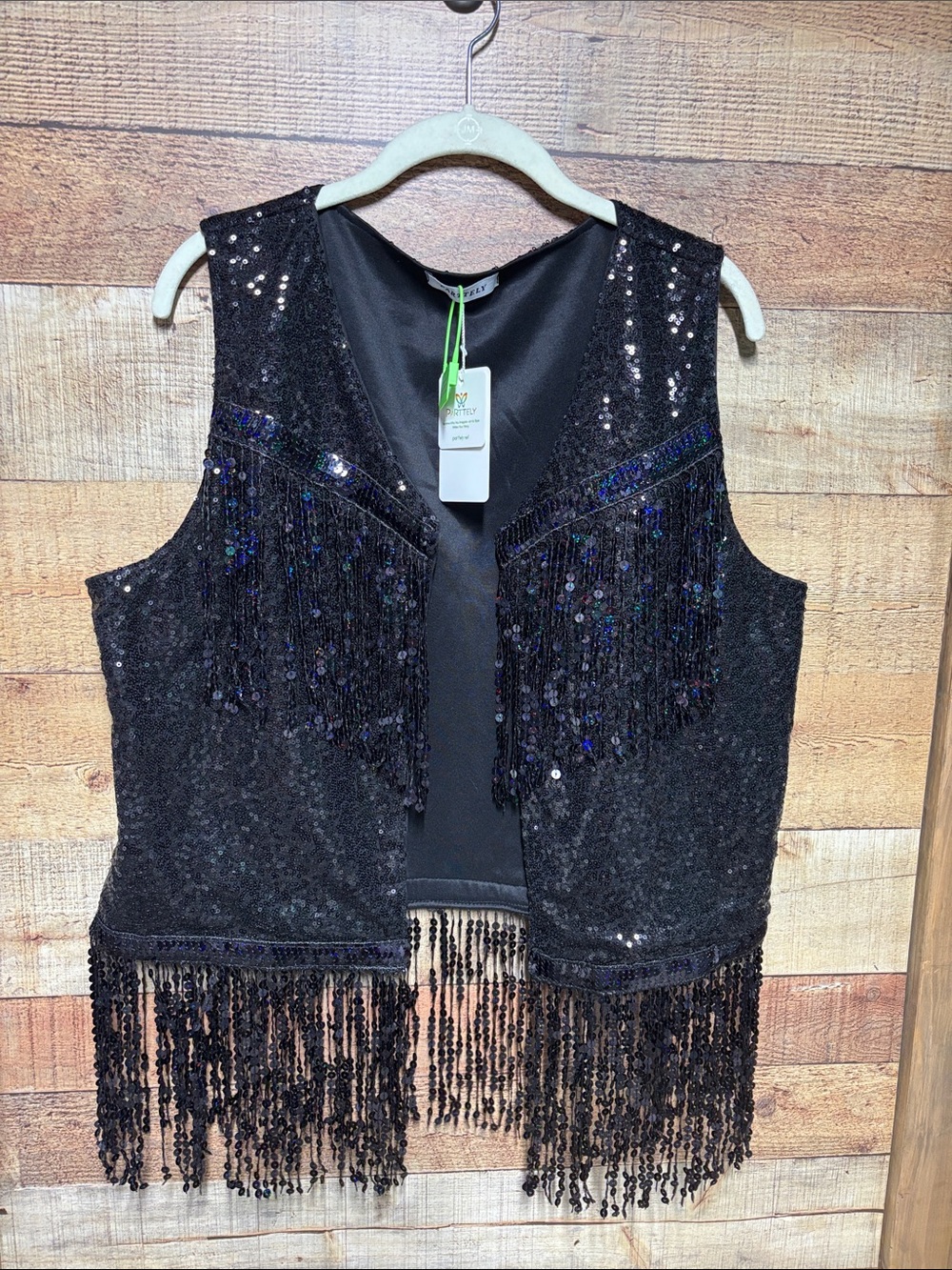 Black Sequin Fringe Vest